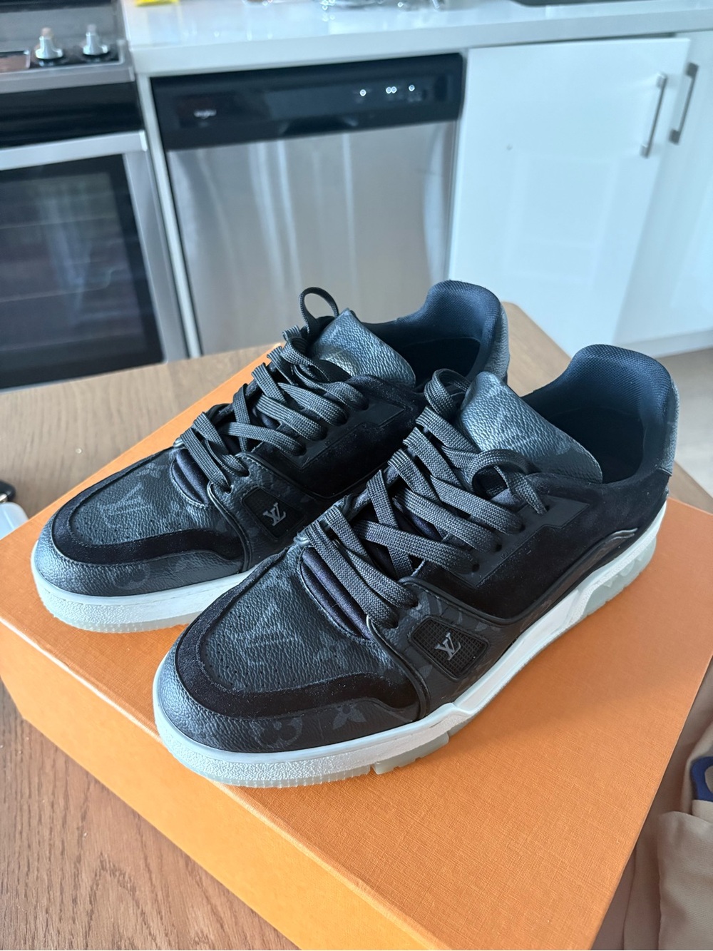 Louis Vuitton Black Low-Top Monogram Sneakers